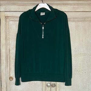 Varley DoubleSoft Hawley Half Zip Oversized Sweatshirt Forest Green Size Small